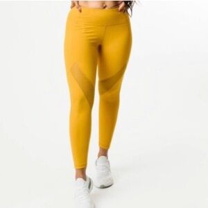 ZYIA ACTIVE Faith Mesh Alive Mid-Rise 7/8 24” Leggings, NWT, Mustard Yellow